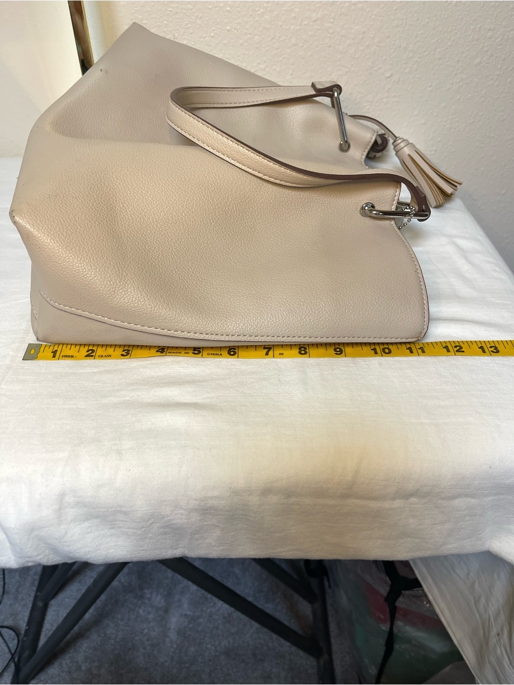 Anne Klein Taupe Vegan Pebbled Texture Tote with Lion & Tassel Charms - Picture 16 of 16